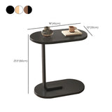 Natural Walnut Oval Wood and Iron C-Shaped End Table #size