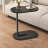 Natural Walnut Oval Wood and Iron C-Shaped End Table Image - 6