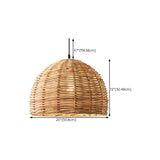 Natural Weave Dome Rattan Pendant Light Adjustable Cord Image - 18