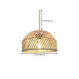 Natural Weave Dome Rattan Pendant Light Adjustable Cord Image - 21