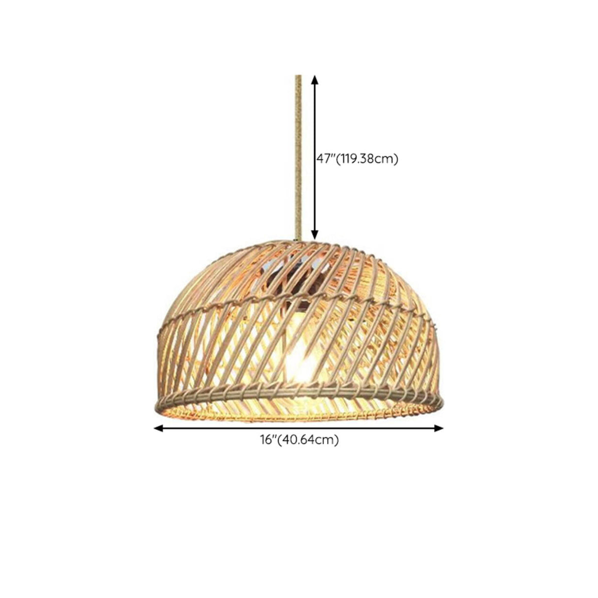 Natural Weave Dome Rattan Pendant Light Adjustable Cord Image - 22