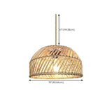 Natural Weave Dome Rattan Pendant Light Adjustable Cord Image - 22