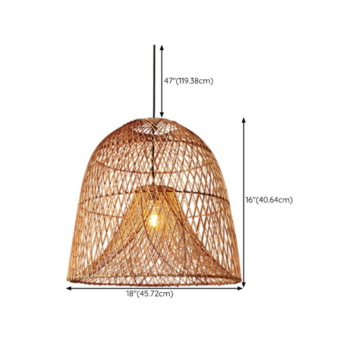 Natural Weave Dome Rattan Pendant Light Adjustable Cord Image - 23