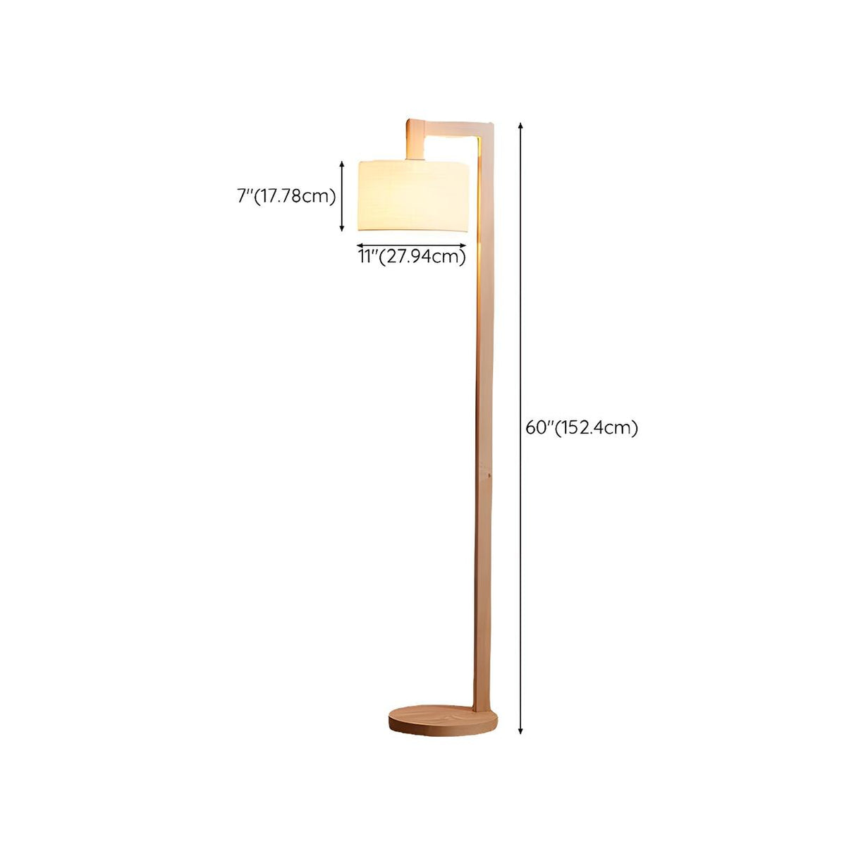 Natural White Barrel Wooden Minimalist Floor Lamp 