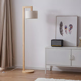 Natural White Barrel Wooden Minimalist Floor Lamp Image - 3