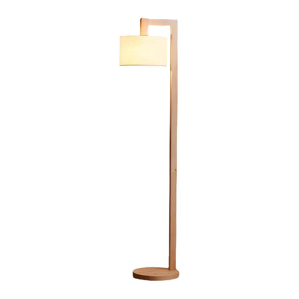 Natural White Barrel Wooden Minimalist Floor Lamp Image - 5