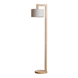 Natural White Barrel Wooden Minimalist Floor Lamp Image - 6