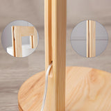 Natural White Barrel Wooden Minimalist Floor Lamp Image - 9