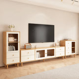 Natural-White Wood TV Stand with Drawers Cabinet Image - 1