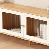 Natural-White Wood TV Stand with Drawers Cabinet Image - 12