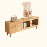 Natural-White Wood TV Stand with Drawers Cabinet Image - 14