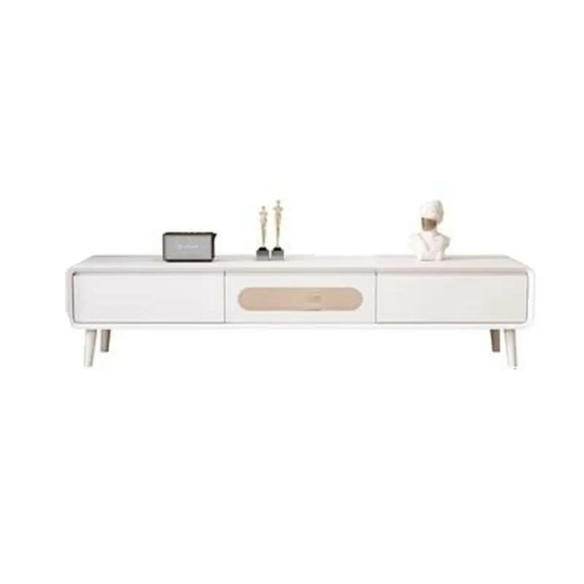 Natural-White Wooden Drawers Cabinet Long TV Stand Image - 3