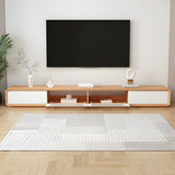 Natural-White Wooden Drawers Cabinet Long TV Stand Image - 6