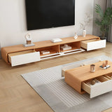 Natural-White Wooden Drawers Cabinet Long TV Stand Image - 8