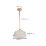 Natural White Woven Rattan Dome Dining Room Pendant Light #size