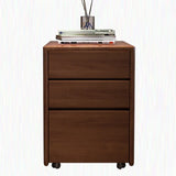 Natural Wood 3 Drawers Small Removable Filing Cabinet Image - 5