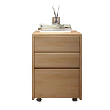 Natural Wood 3 Drawers Small Removable Filing Cabinet Image - 6