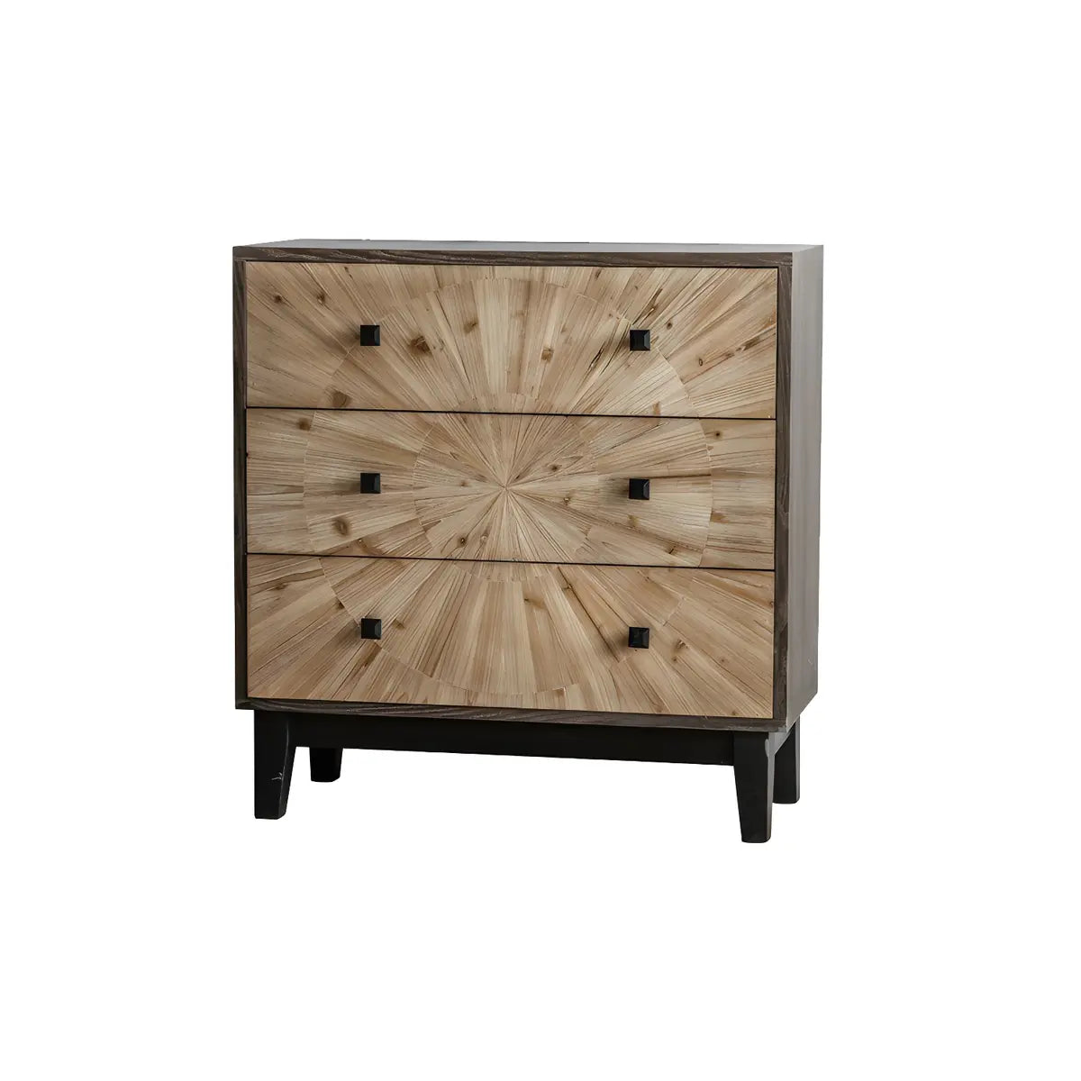 Natural Wood Black Base Horizontal Chest with Drawers Image - 5