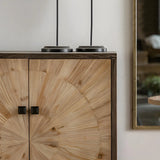 Natural Wood Black Base Horizontal Chest with Drawers Image - 6