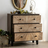 Natural Wood Black Base Horizontal Chest with Drawers Image - 9