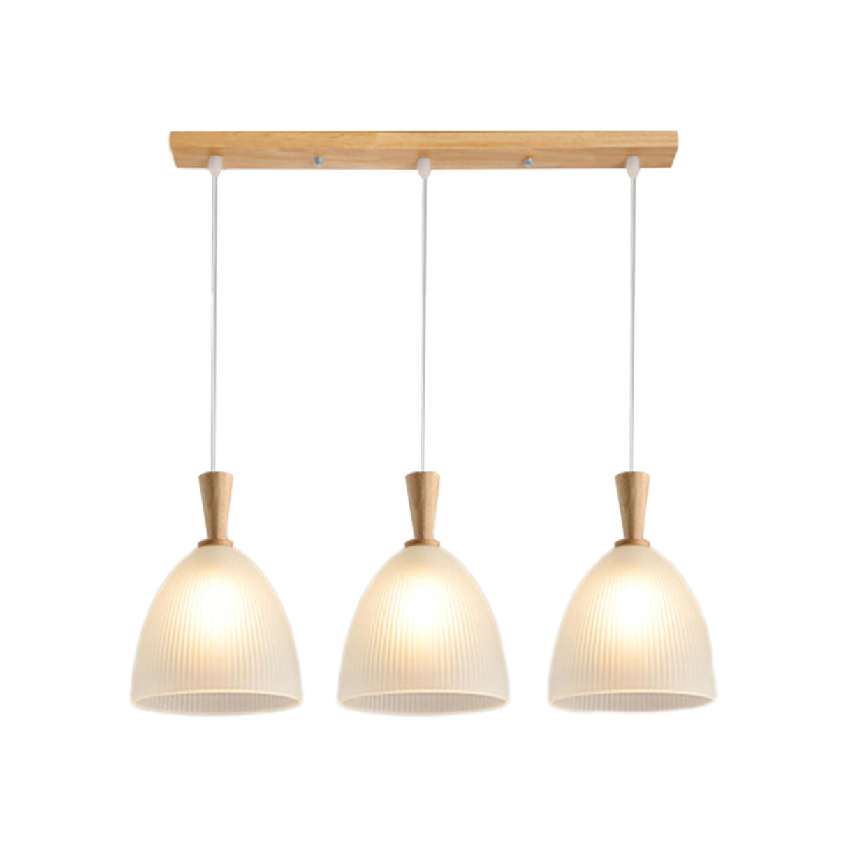 Natural Wood Clear Frosted Glass Dome Pendant Lights Image - 13