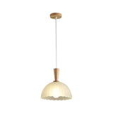 Natural Wood Clear Frosted Glass Dome Pendant Lights Image - 14