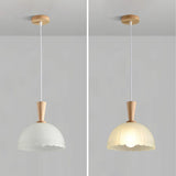 Natural Wood Clear Frosted Glass Dome Pendant Lights Image - 17