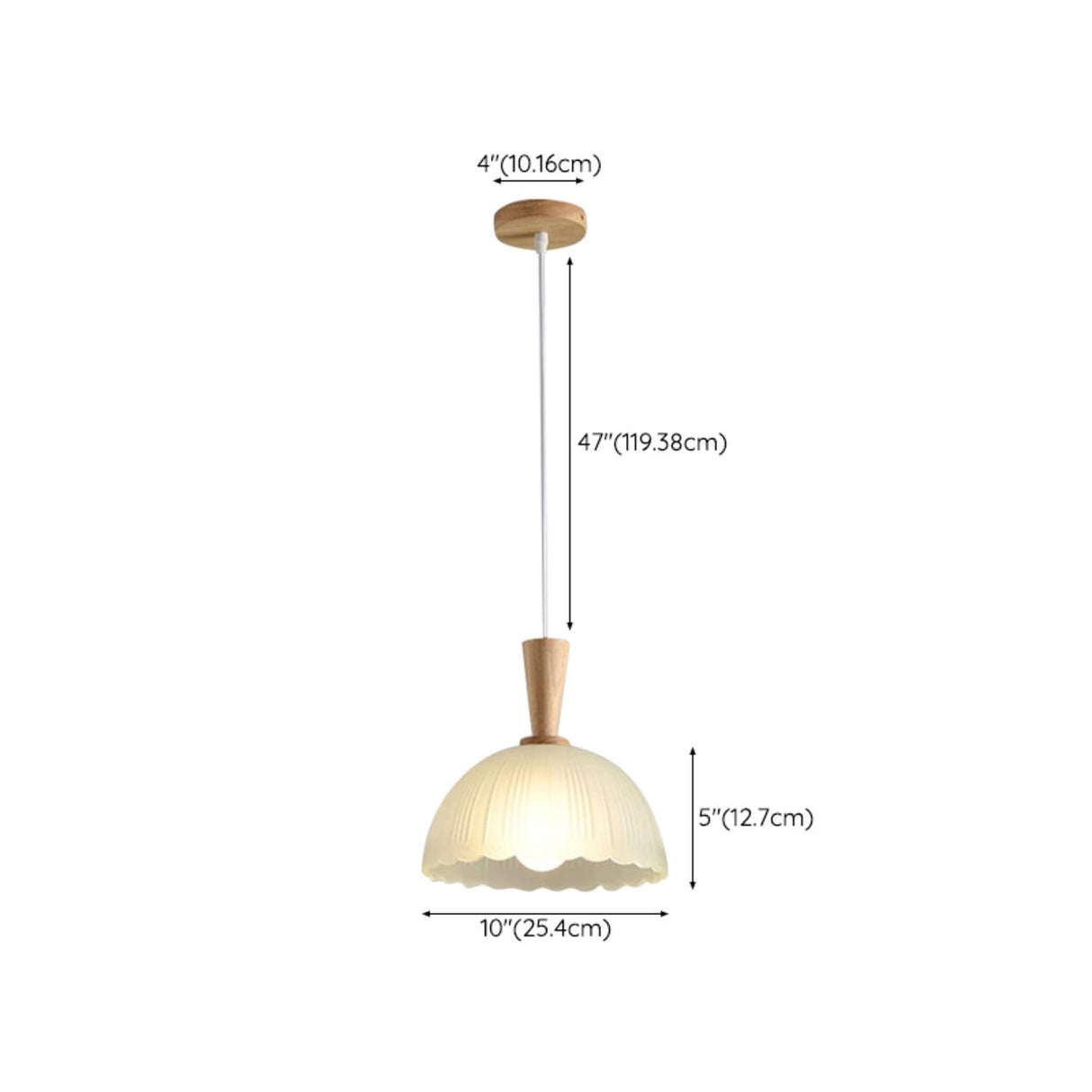 Natural Wood Clear Frosted Glass Dome Pendant Lights 