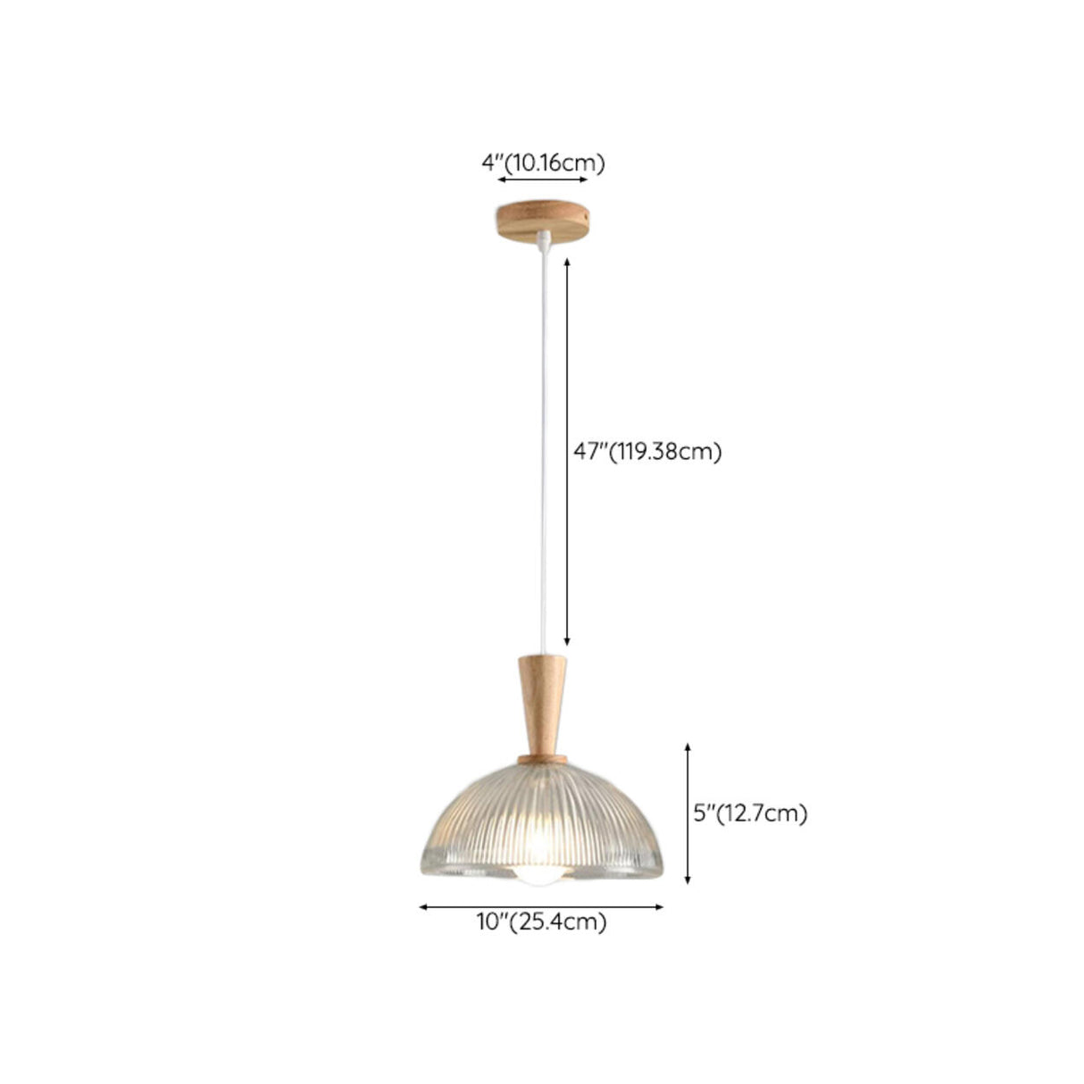 Natural Wood Clear Frosted Glass Dome Pendant Lights Image - 24