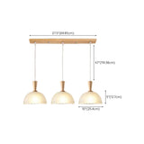 Natural Wood Clear Frosted Glass Dome Pendant Lights Image - 25