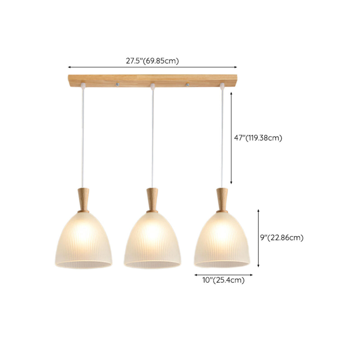 Natural Wood Clear Frosted Glass Dome Pendant Lights Image - 26