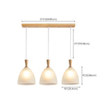 Natural Wood Clear Frosted Glass Dome Pendant Lights Image - 26