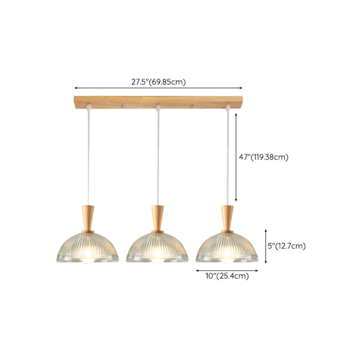 Natural Wood Clear Frosted Glass Dome Pendant Lights Image - 27