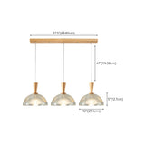 Natural Wood Clear Frosted Glass Dome Pendant Lights Image - 27