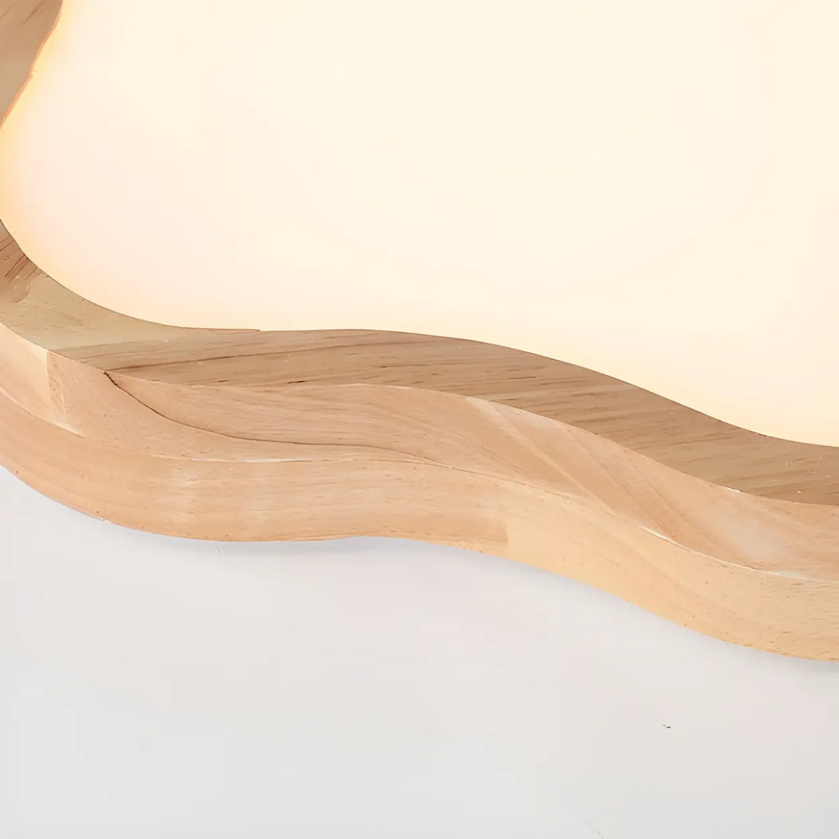 Natural Wood Cloud-Shaped LED Flush Mount Light 3-Light Image - 4