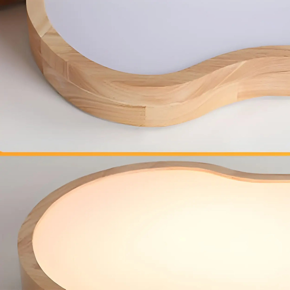 Natural Wood Cloud-Shaped LED Flush Mount Light 3-Light Image - 7