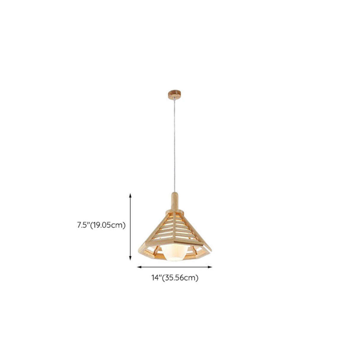 Natural Wood Cone Adjustable Dining Room Pendant Light 