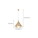 Natural Wood Cone Adjustable Dining Room Pendant Light Image - 15