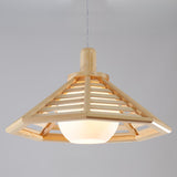 Natural Wood Cone Adjustable Dining Room Pendant Light Image - 9