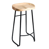 Natural Wood Curved Seat Metal Bar Stools 24 Inch High Image - 2