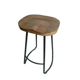 Natural Wood Curved Seat Metal Bar Stools 24 Inch High Image - 3