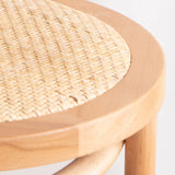 Natural Wood Curved Slat Back Rattan Dining Chairs Image - 16