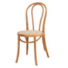 Natural Wood Curved Slat Back Rattan Dining Chairs Image - 3