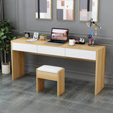 Natural Wood Drawers Medium Narrow Sled Writing Desk Image - 2