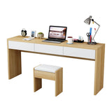 Natural Wood Drawers Medium Narrow Sled Writing Desk Image - 5