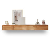 Natural Wood Drawers Rectangle Floating Mount	TV Stand Image - 2