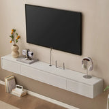 Natural Wood Drawers Rectangle Floating Mount	TV Stand Image - 4