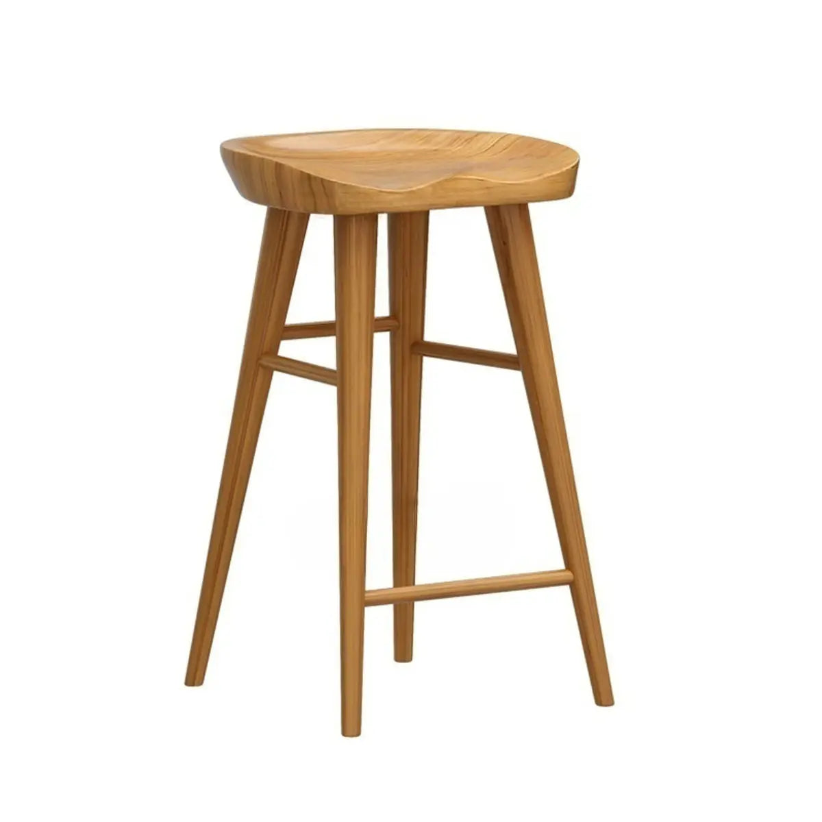 Natural Wood Footrest Saddle Backless Bar Stools Brown Image - 5