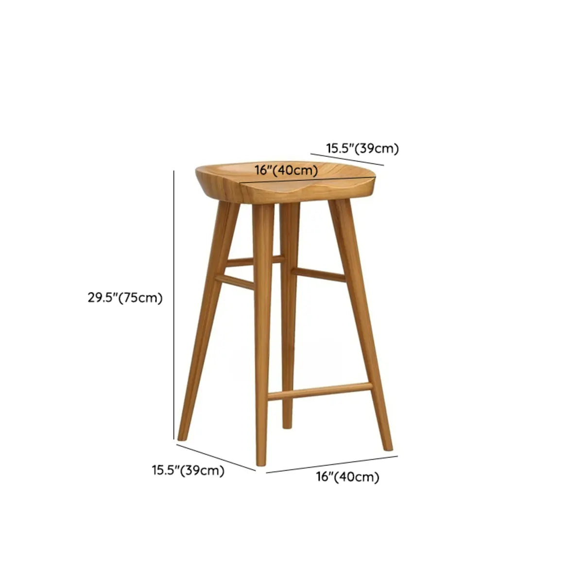 Natural Wood Footrest Saddle Backless Bar Stools Brown 