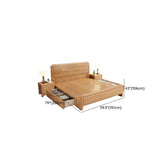 Natural Wood Headboard Queen Size Storage Bed with Drawers Image - 24